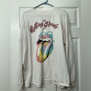 Rolling Stones logo white long sleeve